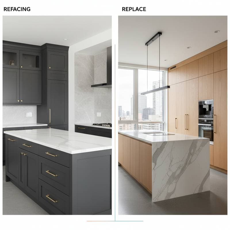 Featured image for Kitchen Refacing vs Replace: 2025 Cost Breakdown