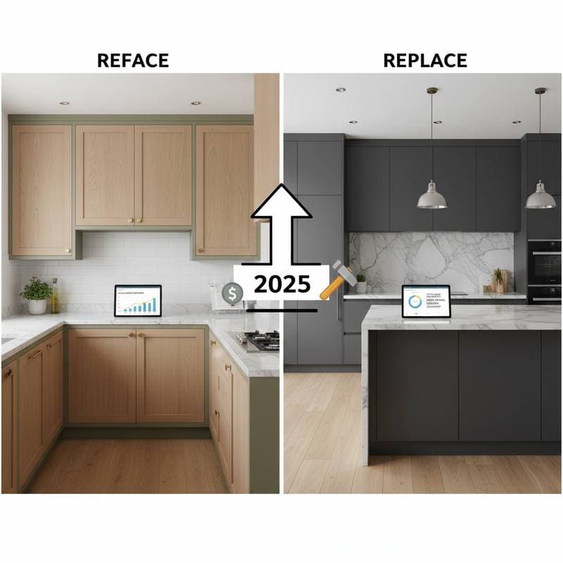 Featured image for Kitchen Cabinet Costs: Reface vs Replace in 2025